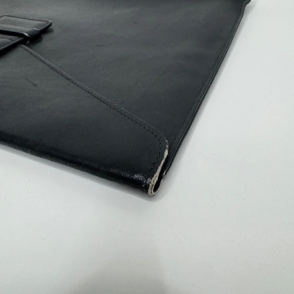 Gucci Vintage Black Leather Envelope Clutch Document Case Portfolio Italy